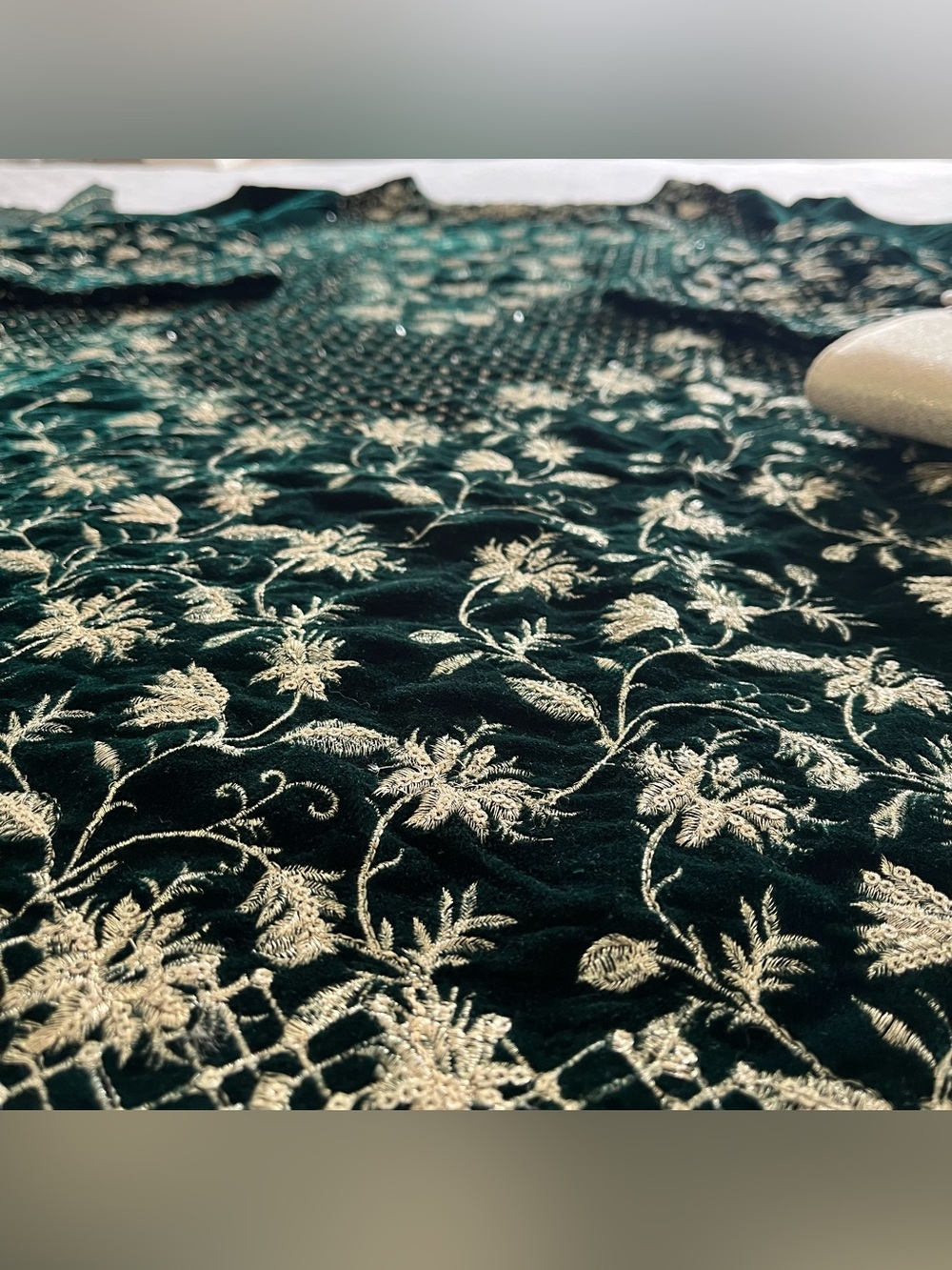 NEW Velvet Heavily Embroidered Salwar Kameez With Sequin Embellishments - Picture 8 of 12